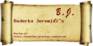 Bederka Jeremiás névjegykártya